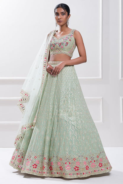 TRENDMALLS Georgette Embroidery Sequence Work Wedding Bridal Lehenga Choli with Dupatta Ready to wear