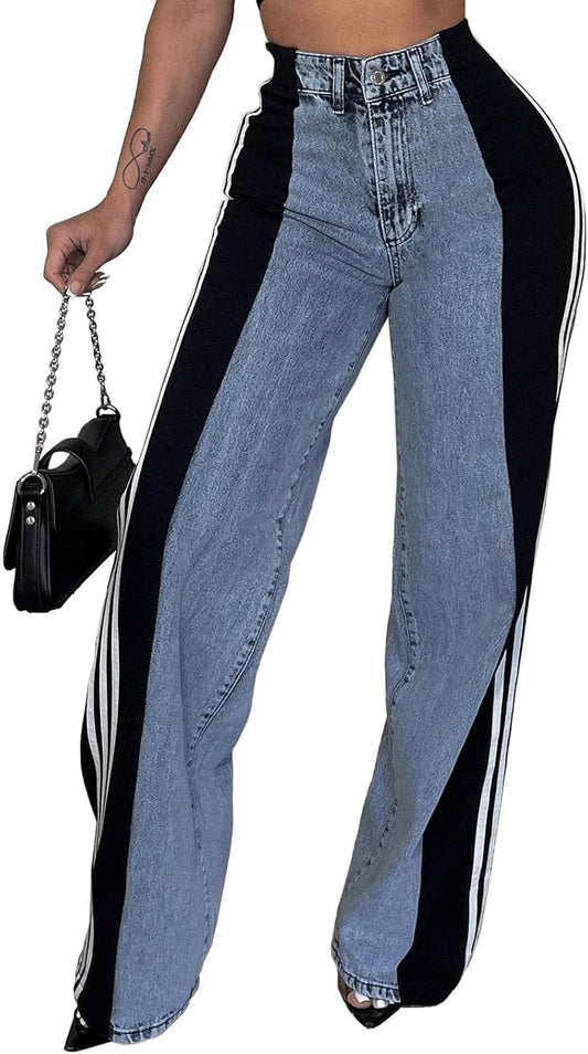 Y2k High Waisted Straight Jeans for Women - Colored Baggy Pants 2000s Style