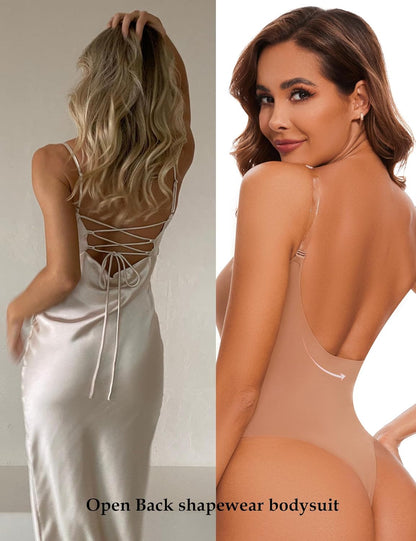 Backless Shapewear Slimming Bodysuit for Women Tummy Control Built in Bra Shaper Snatched Waist Body Suit