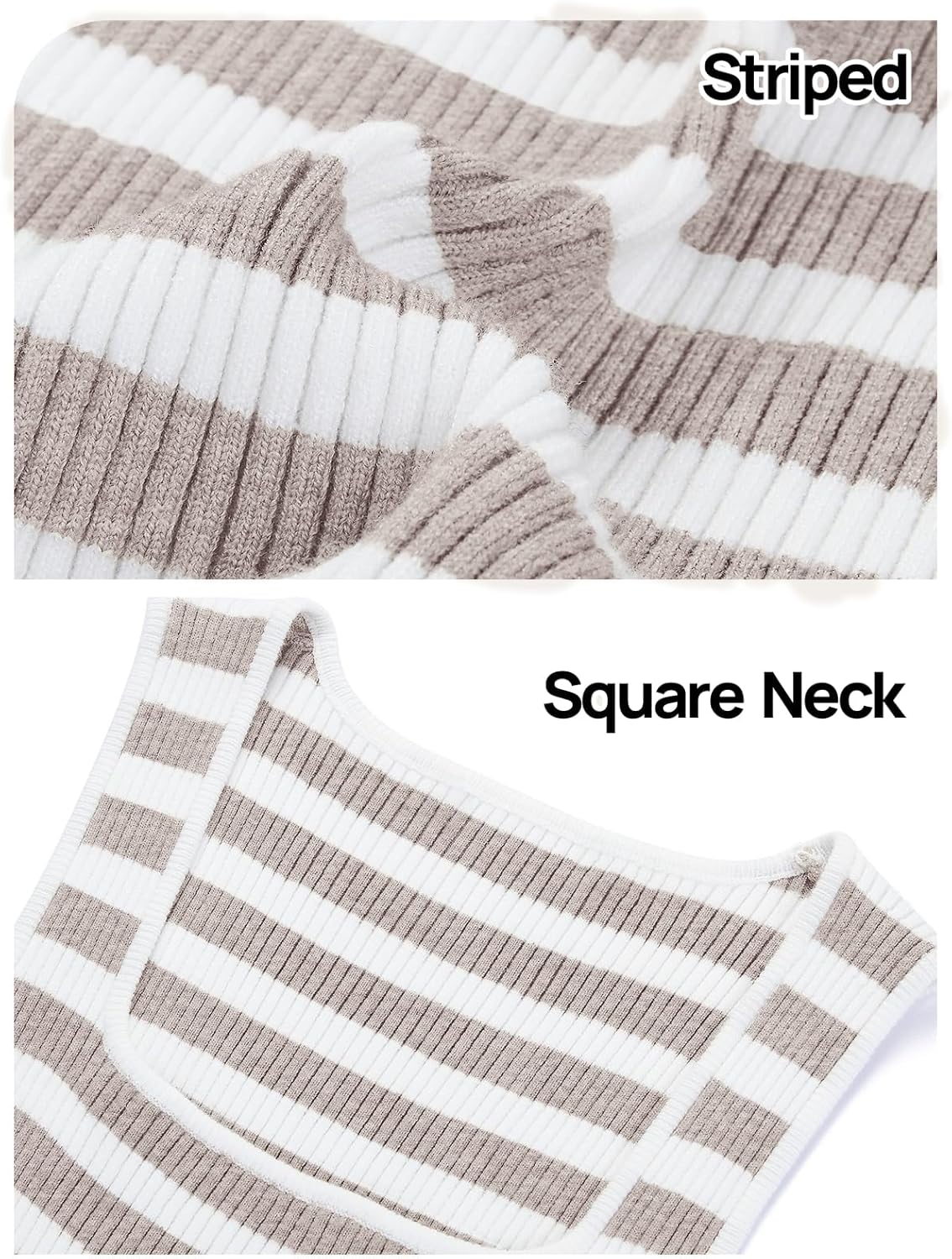 MEROKEETY Women's Sleeveless Ribbed Knit Tank Tops 2025 Summer Striped Square Neck Shirts Casual Basic Tanks