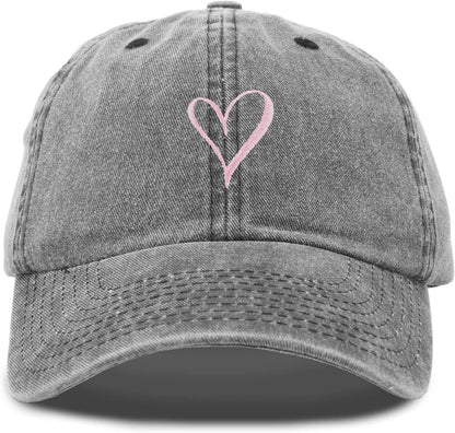 Hand Drawn Heart Hat Womens Embroidered Baseball Cap