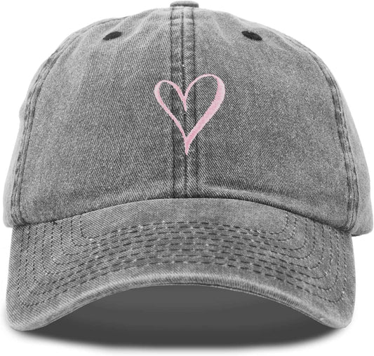 Hand Drawn Heart Hat Womens Embroidered Baseball Cap