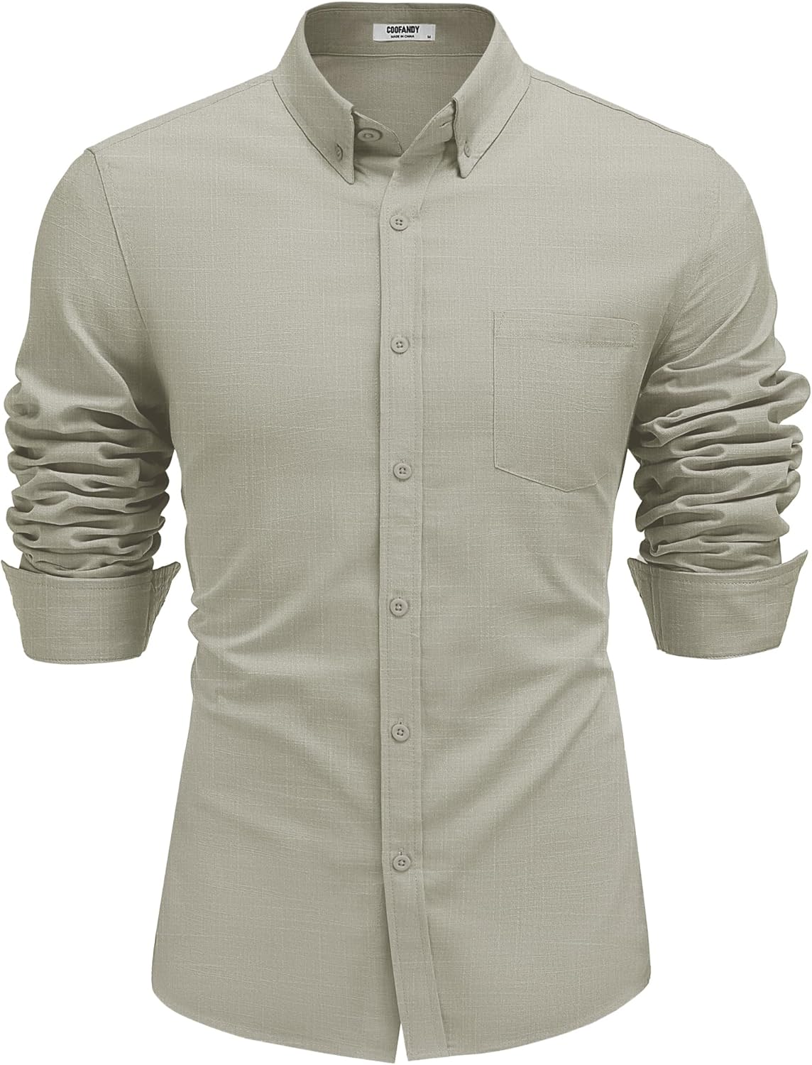 COOFANDY Men's Long Sleeve Button Down Shirts Casual Cotton Linen Shirts Summer Beach Shirt with Pocket