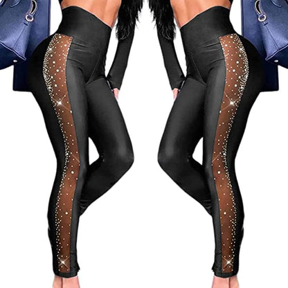 Women's Sexy See Through Sheer Mesh Pants Leggings High Waist Casual Sweatpants Tights