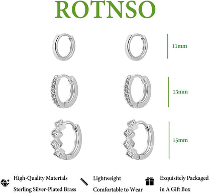 Gold Hoop Earrings Set for Women Trendy, 14K Gold Plated Chunky Hypoallergenic Small Diamond Cartilage Hoops Cute Cubic Zirconia Dangle Stud Earrings Jewelry Gifts