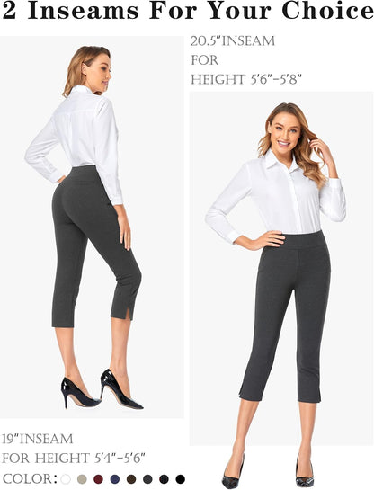 Tapata Women's Capri Dress Pants 19"/20.5" Stretch High-Waist Crop Office Work Pants Summer Casual Capris Slacks Yoga