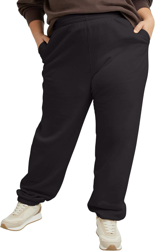 Hanes Women's Originals Midweight Fleece Joggers, Sweatpants with Pockets, Place Flowers, 30", Plus