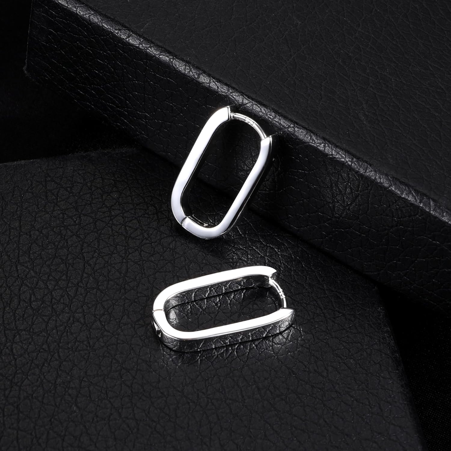925 Sterling Silver Hoop Earrings for Women Small Square Hypoallergenic 14K Gold Plated Hoop Earrings Geometric Minimalist Rectangle Hoops