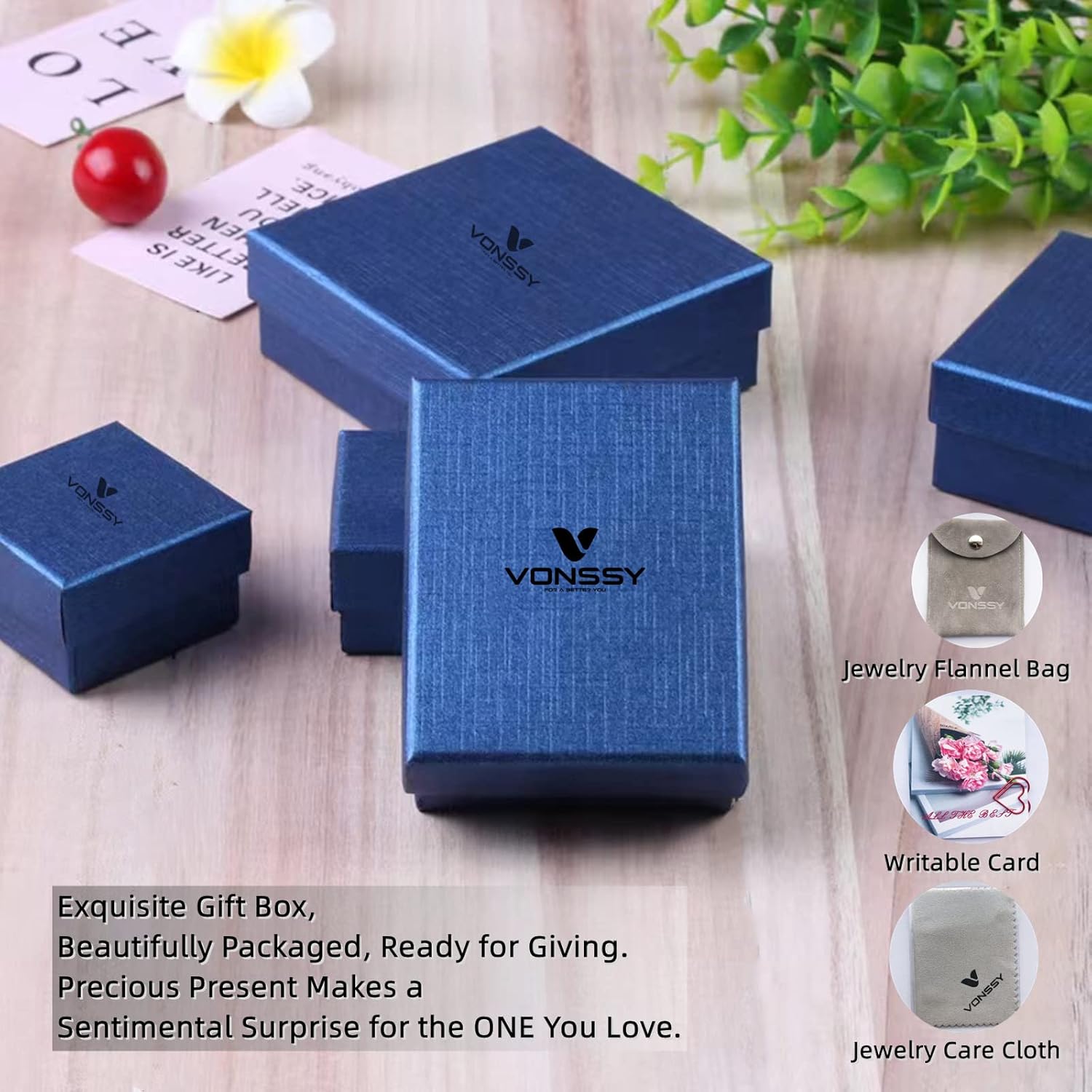VONSSY Hypoallergenic Gemstone Stud Earrings, Brilliant Cubic Zirconia Crystal Earrings, 925 Silver Posts Nickel Free, Created Diamond Square Earrings Jewelry Gift for Women Wife Mother Daughter