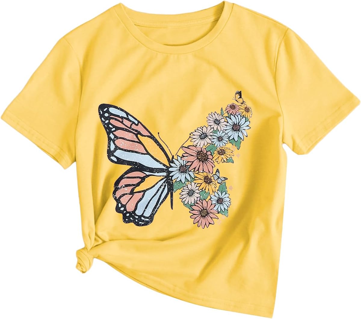 OYOANGLE Girl's Cute Graphic Casual Round Neck Short Sleeve Tee Shirt Tops
