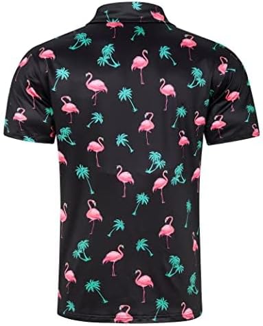 uideazone Mens Polo Shirts Short Sleeve Dry Fit 3D Print Moisture Wicking Funny Golf Shirt