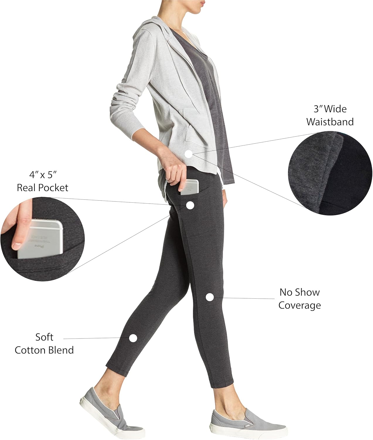 No Nonsense Women's Cotton Lounge Legging with Pocket