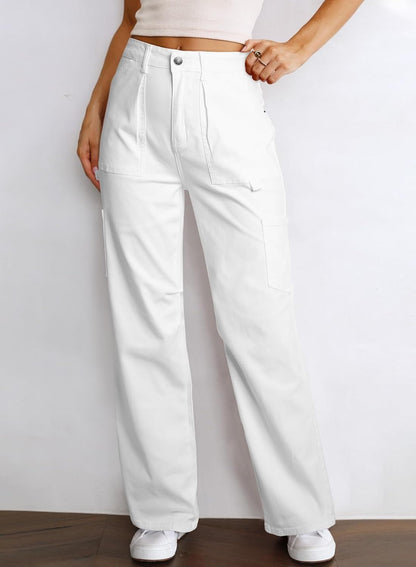 Dokotoo Cargo Long Pants Women 2024 Wide Leg High Waisted with Pockets Casual Pants