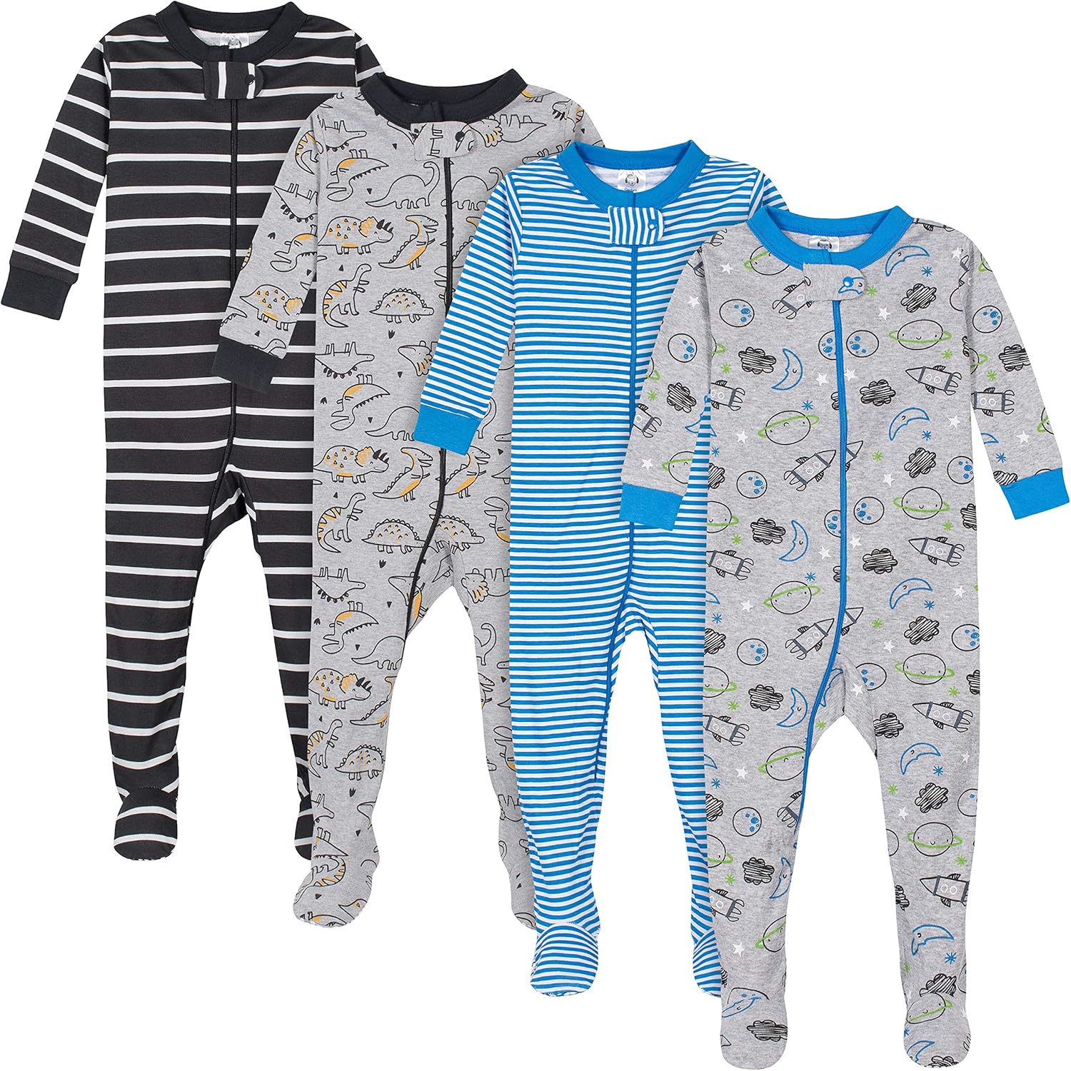 Gerber Boys' 4-Pack Snug Fit Footed Cotton Pajamas