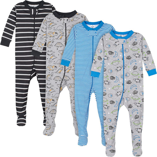 Gerber Boys' 4-Pack Snug Fit Footed Cotton Pajamas