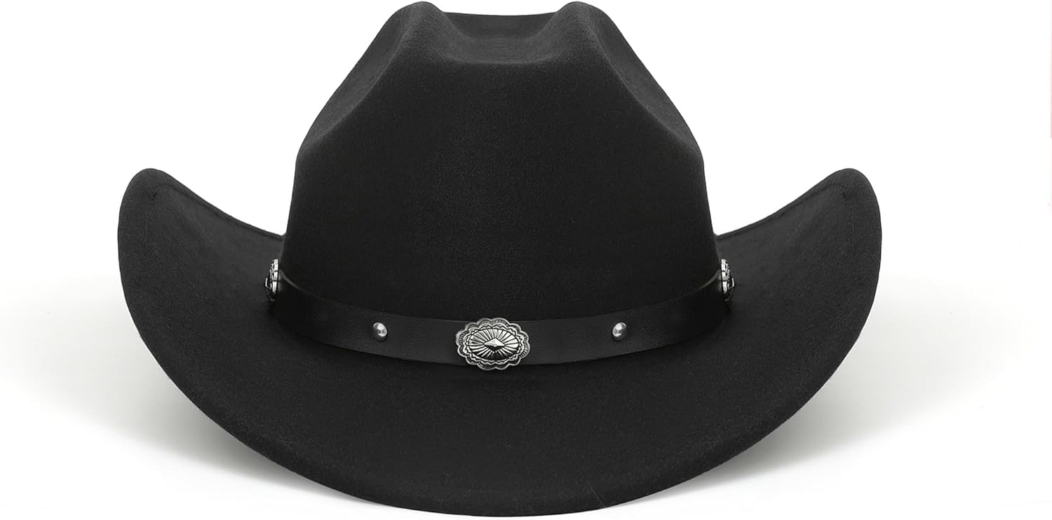 Glitter Silver Black Cowboy Hats for Women - Western Sparkly Rhinestone Cowgirl Hat for Ladies Size M-L
