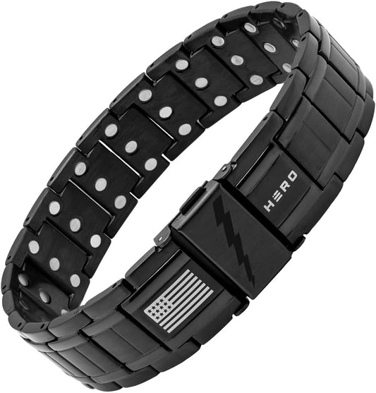 Hero Company Titanium Magnetic Bracelet - Abrams Thunderbolt Tank Magnetic Therapy Bracelet with Link Removal Tool