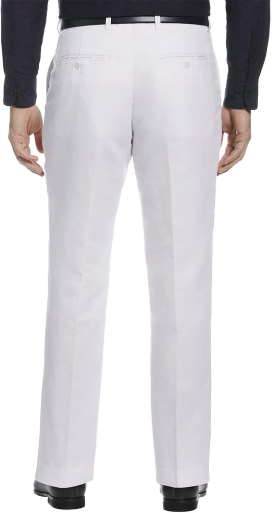 Perry Ellis Men's Portfolio Essential Linen Blend Dress Pants, Durable Solid Twill, Modern Fit, Breathable & Lightweight