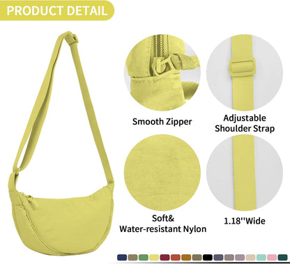 Nylon Crescent Crossbody Bag for Women Purses Trendy Men,Small Travel Sling Bag Hobo