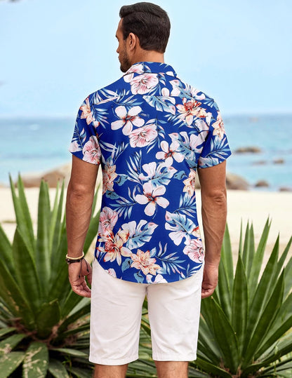 COOFANDY Mens Hawaiian Shirt Short Sleeve Button Down Shirts Tropical Summer Beach Shirts Casual Floral Aloha Shirts