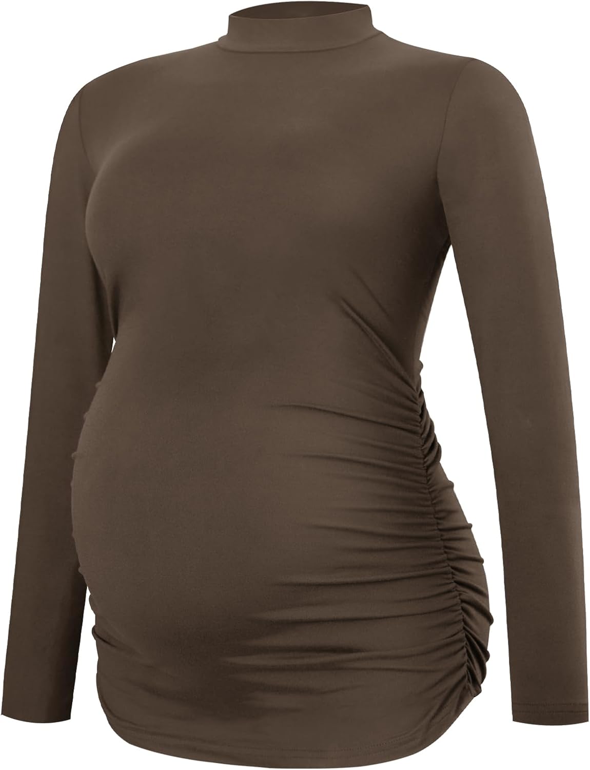 Smallshow Women's Maternity Shirts Crew Neck Long Sleeve Pregnancy Clothes Tops 3 Pack