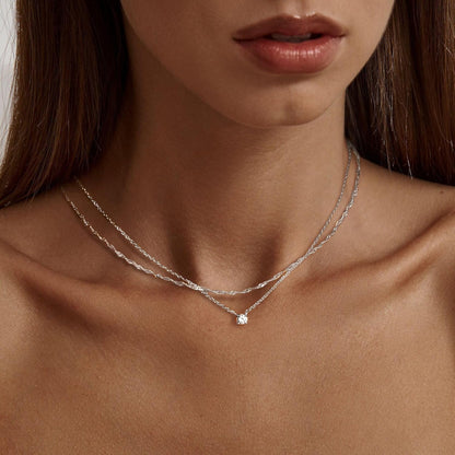 Tewiky Diamond Necklaces for Women, Dainty S925 Sterling Silver/ 14K Gold Choker Necklace Simple Silver CZ Jewelry Necklaces for Women Trendy Gifts