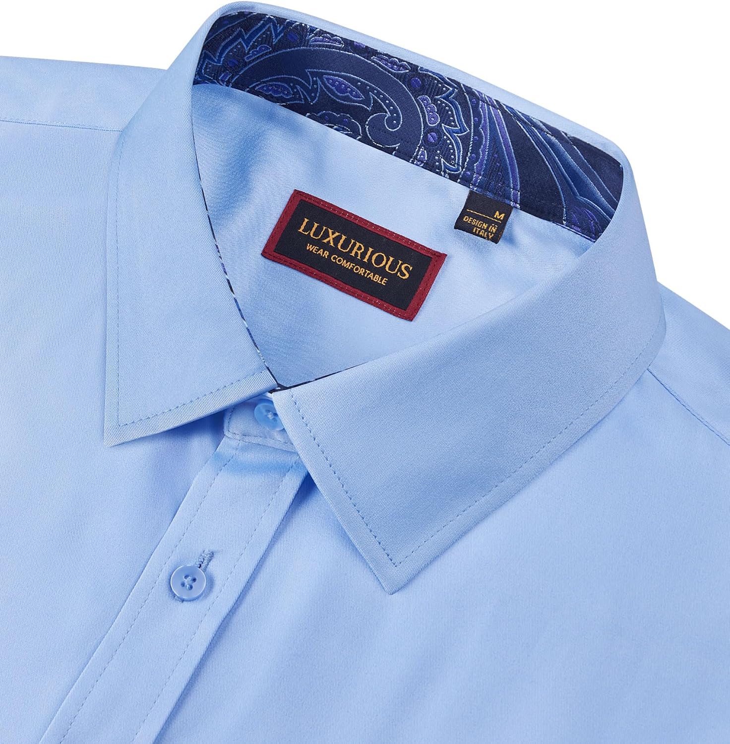 Mens Dress Shirts Long Sleeve Dress Shirts for Men Inner Contrast Button Down Casual Shirts for Men Big and Tall