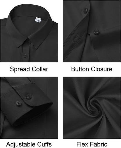 Button Down Shirts for Women Dress Shirts Collared Long Sleeve Fitted Work Blouse Wrinkle Free Tops