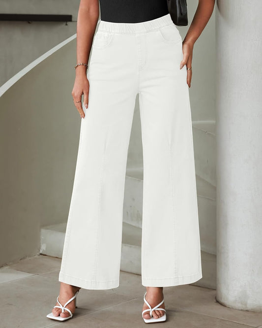 LookbookStore Wide Leg Jeans for Women Trendy High Waisted Trousers Stretchy Baggy Denim Pants