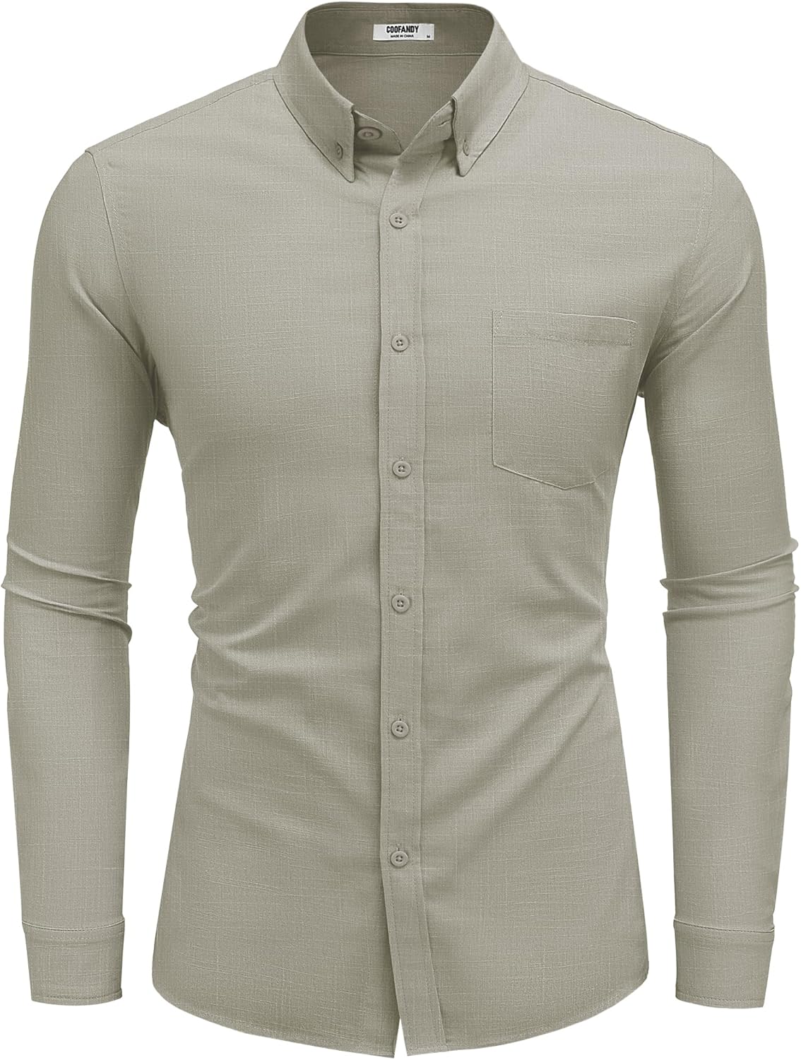 COOFANDY Men's Long Sleeve Button Down Shirts Casual Cotton Linen Shirts Summer Beach Shirt with Pocket