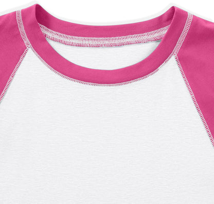 Avanova Women Raglan Colorblock Baby Tee Shirt Short Sleeve Summer Casual Tops