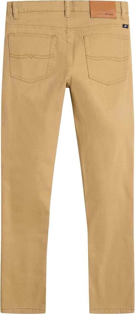 Lucky Brand Boys' Skinny Fit Stretch Twill Pants, 5-Pocket Style, Zipper Fly & Button Closure
