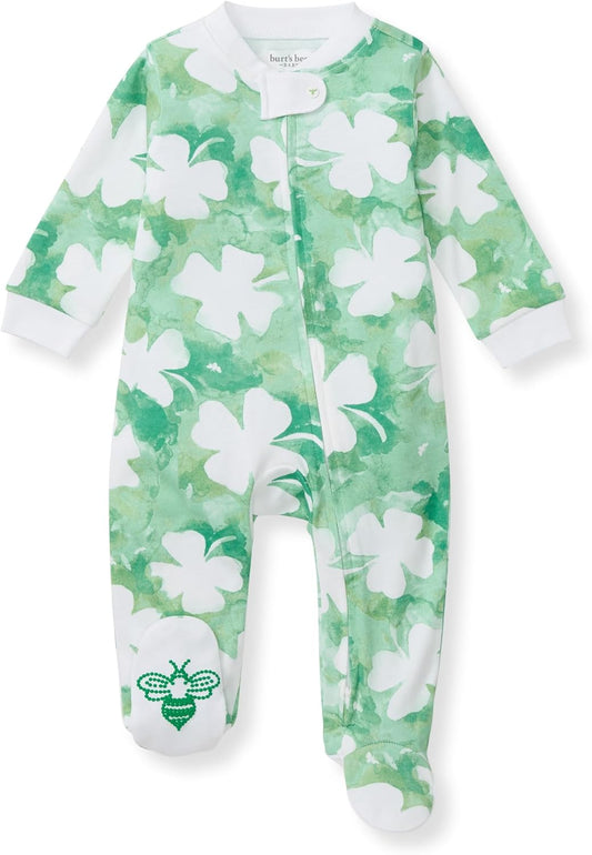 Burt's Bees Baby Baby Girls Pajamas, Zip Front Non-Slip Footed Sleeper Pjs, 100% Organic Cotton