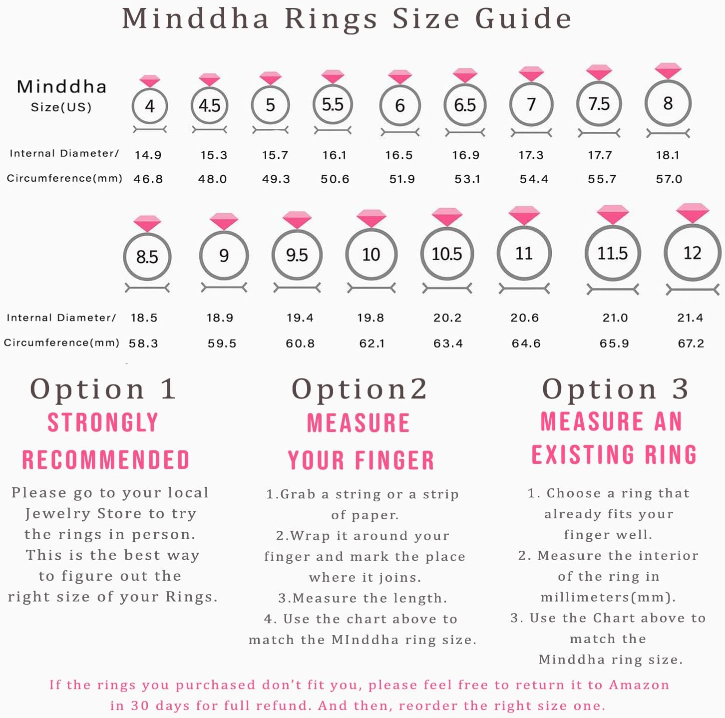 MINDDHA 14K Gold/White Gold Plated Infinity Eternity Band - Cubic Zirconia Ring for Wedding/Silver Rings, Gold Rings for Women - 2mm Band Size 4-12