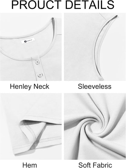 Runcati Mens Muscle Tank Tops Sleeveless Workout Gym Slim Fit Henley Shirt Casual Basic Summer Beach Tops