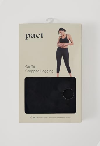 Pact Women's Organic Cotton Go-to Cropped Legging, Mid Rise Yoga Pant with Elastic Waistband