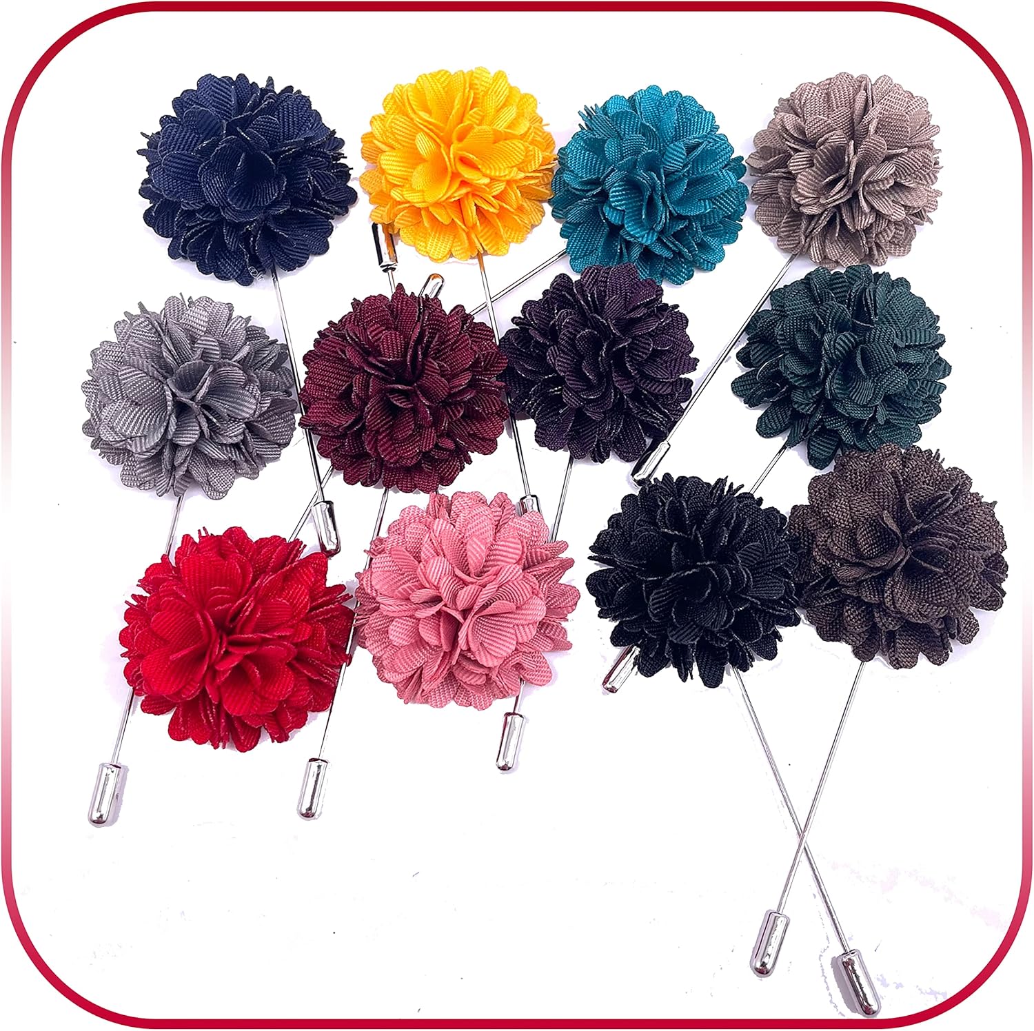 12PCS Flower Men's Lapel Pins Handmade Flower Lapel Pin Boutonniere Pin for Suit Wedding Groom