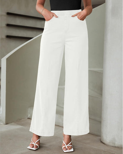 LookbookStore Wide Leg Jeans for Women Trendy High Waisted Trousers Stretchy Baggy Denim Pants