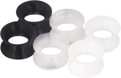 Stuppendux 1 Pair/3Pairs Black/White/Transparent Soft Silicone Flexible Ear Skin Tunnels Plugs Expanders Gauges Hollow Body Piercing 2G-1" 6-25mm