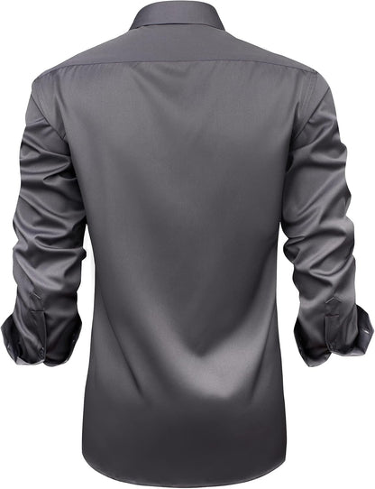 J.VER Men's Casual Long Sleeve Stretch Dress Shirt Wrinkle-Free Regular Fit Button Down Shirts