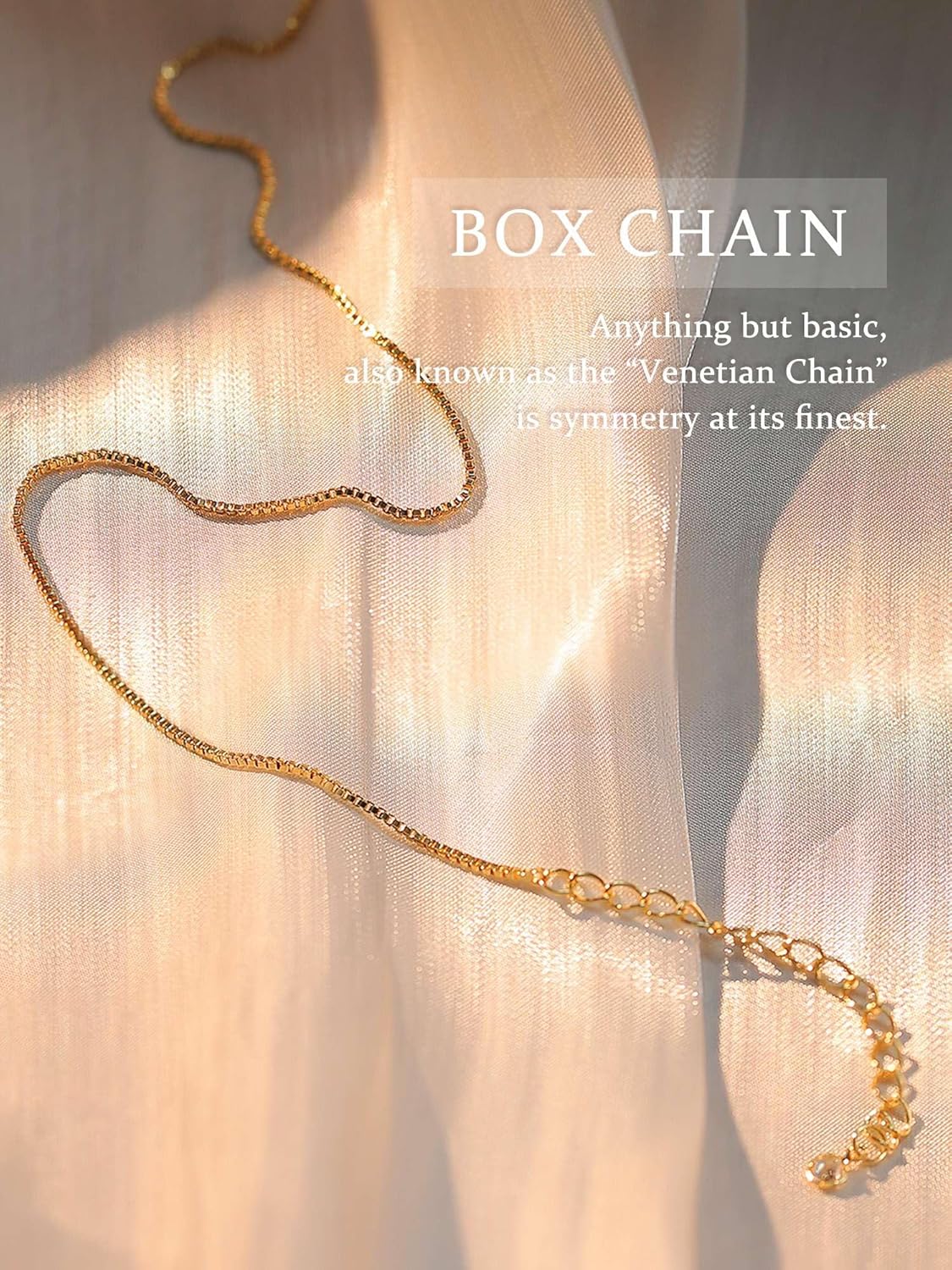 Krfy Gold Chain Necklace for Women Trendy - 925 Sterling Silver Clasp Dainty Choker Necklace 14K Gold Plated 14/16/18/20 inch Thin Simple Box Figaro Chain Herringbone Necklace Gold Jewelry for Women