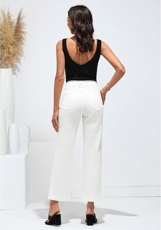 GRAPENT Womens Flare Jeans High Waisted Wide Leg Baggy Jean for Women Stretch Denim Pants