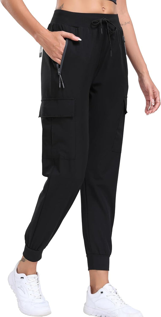 Oalka Women's Cargo Hiking Pants Lightweight Travel Pockets Joggers Quick Dry