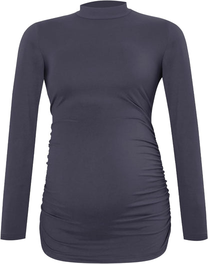 Smallshow Women's Maternity Shirts Crew Neck Long Sleeve Pregnancy Clothes Tops 3 Pack