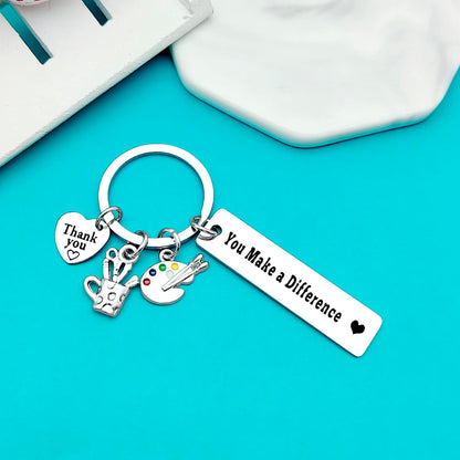 Xiahuyu Artist Gifts Keychain Painter Gifts You Make A Difference Keychain Art Teacher Appreciation Gifts Art School Graduation Gift Art Student Gift Christmas Birthday Gift Thank You Gift for Artist