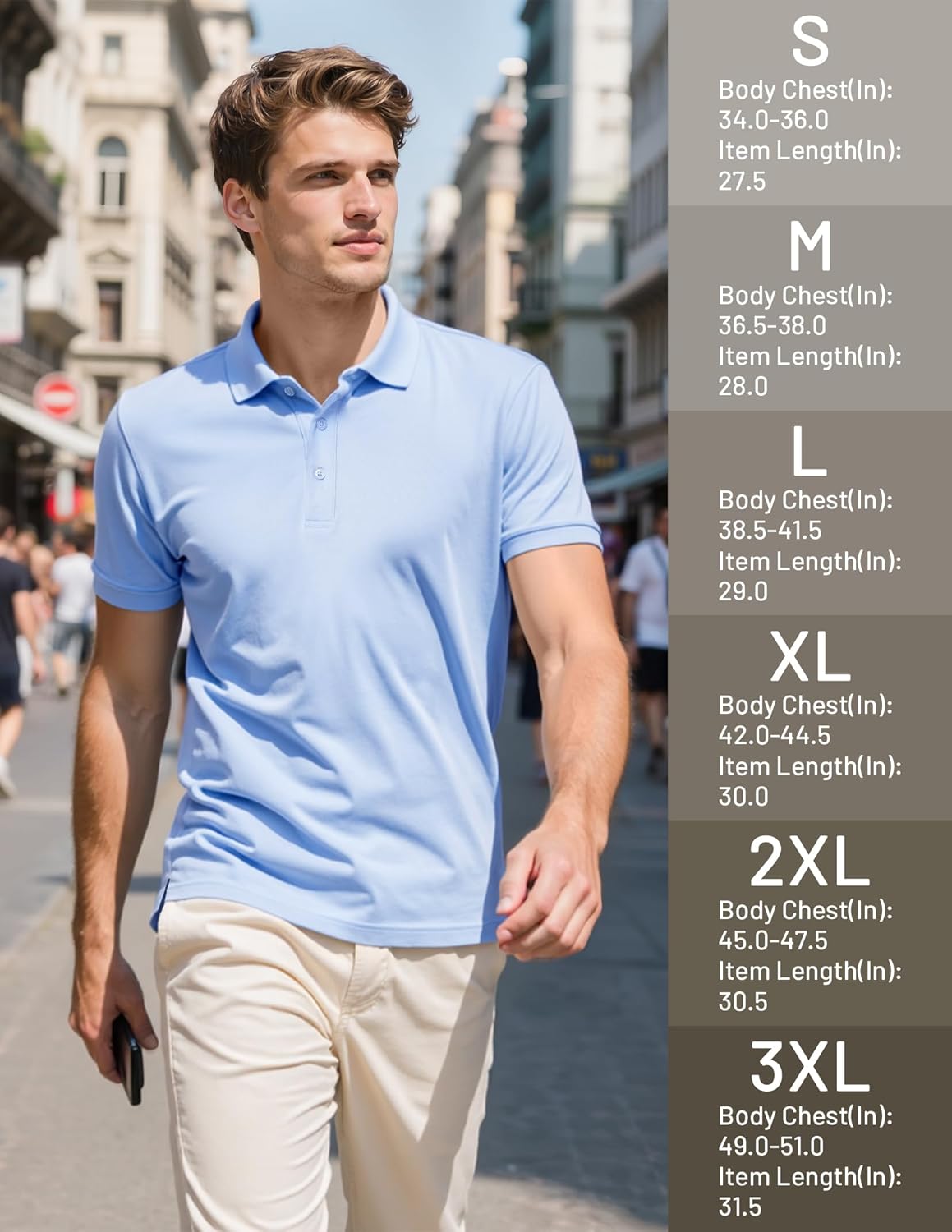 MIER Polo Shirts for Men Cotton Short Sleeve Golf Tennis Collared Shirt for Casual Work Travel, 3 Buttons, Ultra Soft