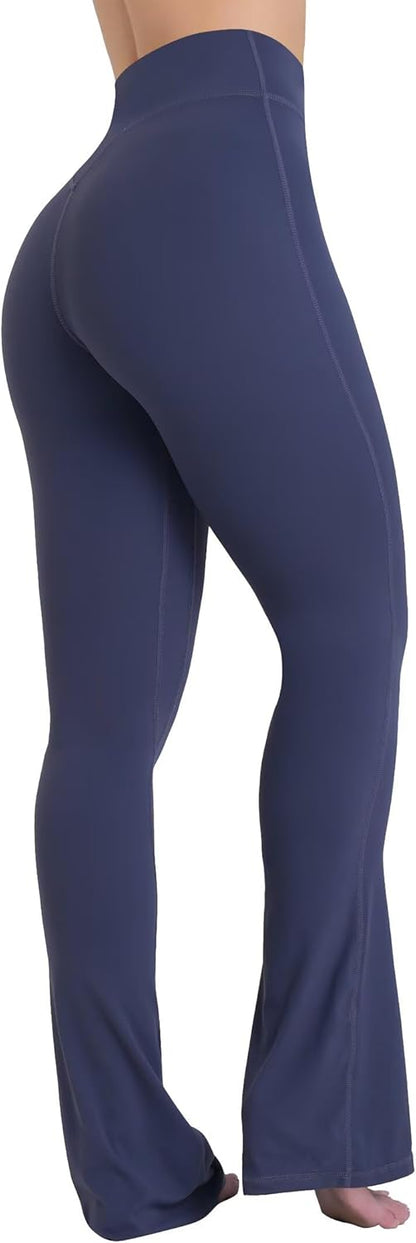 Sunzel Mini Flare Leggings for Women V Crossover Mid Rise Workout Flared Yoga Pants with Tummy Control and Wide Leg