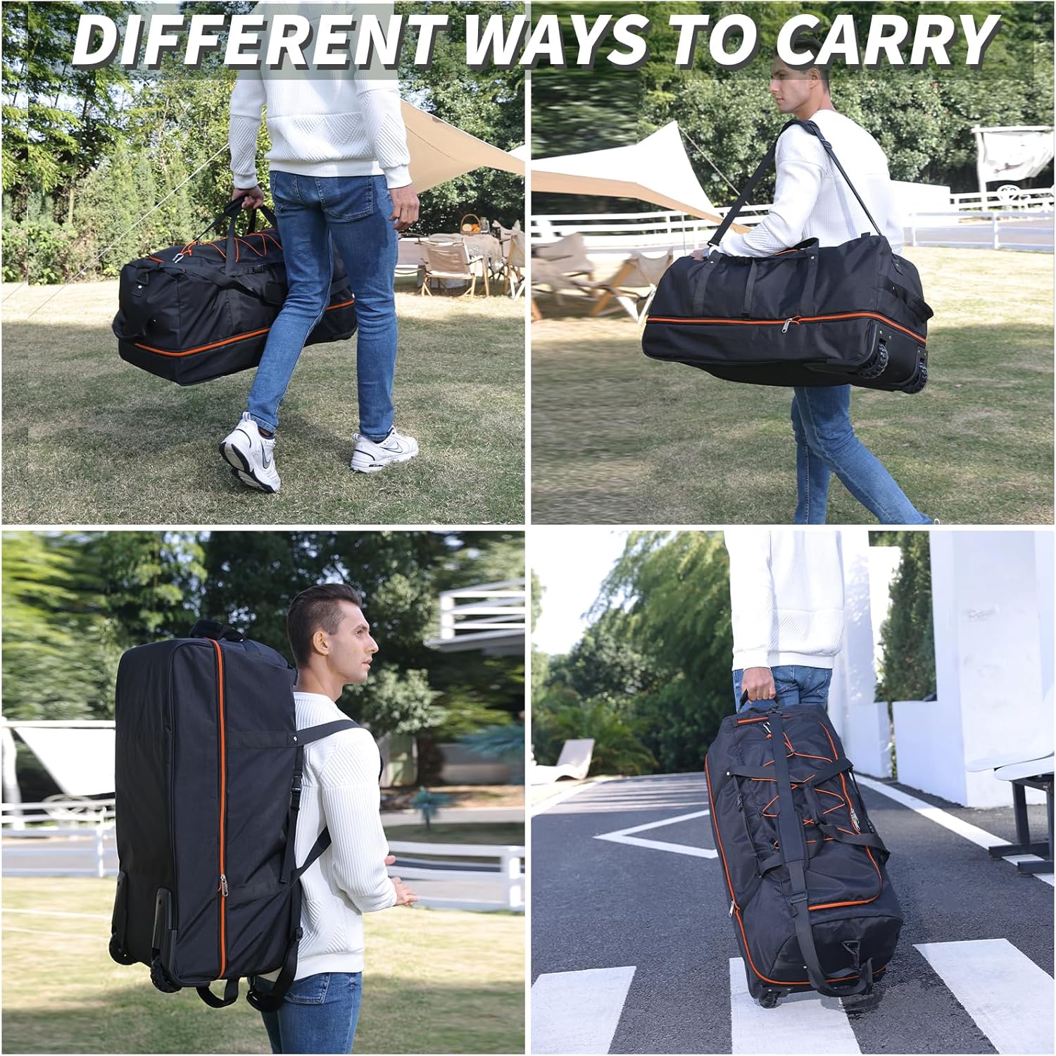 Vomgomfom Expandable from 110L to 140L 31.5" Rolling Duffle Bag with 2 Wheels,Foldable Travel Duffel Bag with Large Convertible Compartment Pocket