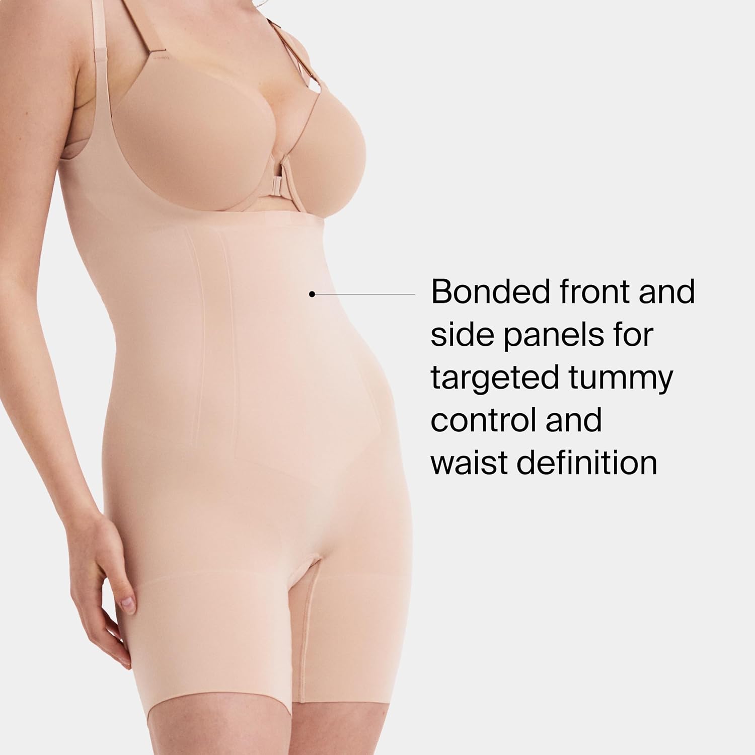 SPANXsculpt OnCore Open-Bust Mid-Thigh Bodysuit - Powerful Compression Body Shaper - Comfortable Shapewear - Adjustable Straps