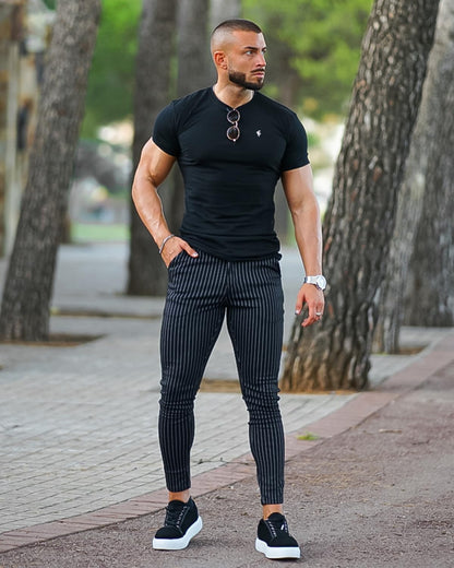 GINGTTO Mens Chino Pants Slim Fit Stretch Pinstripe Pants Men Dress